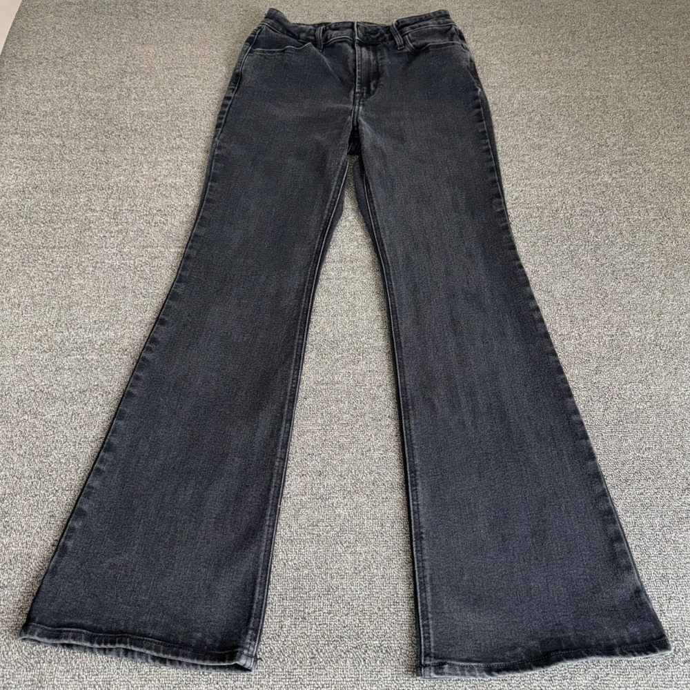 Old Navy Wow Flare Jeans Womens 4 High Rise Washed Black Denim Stretch Flare Leg